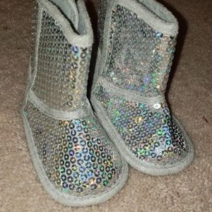 Silver baby booties